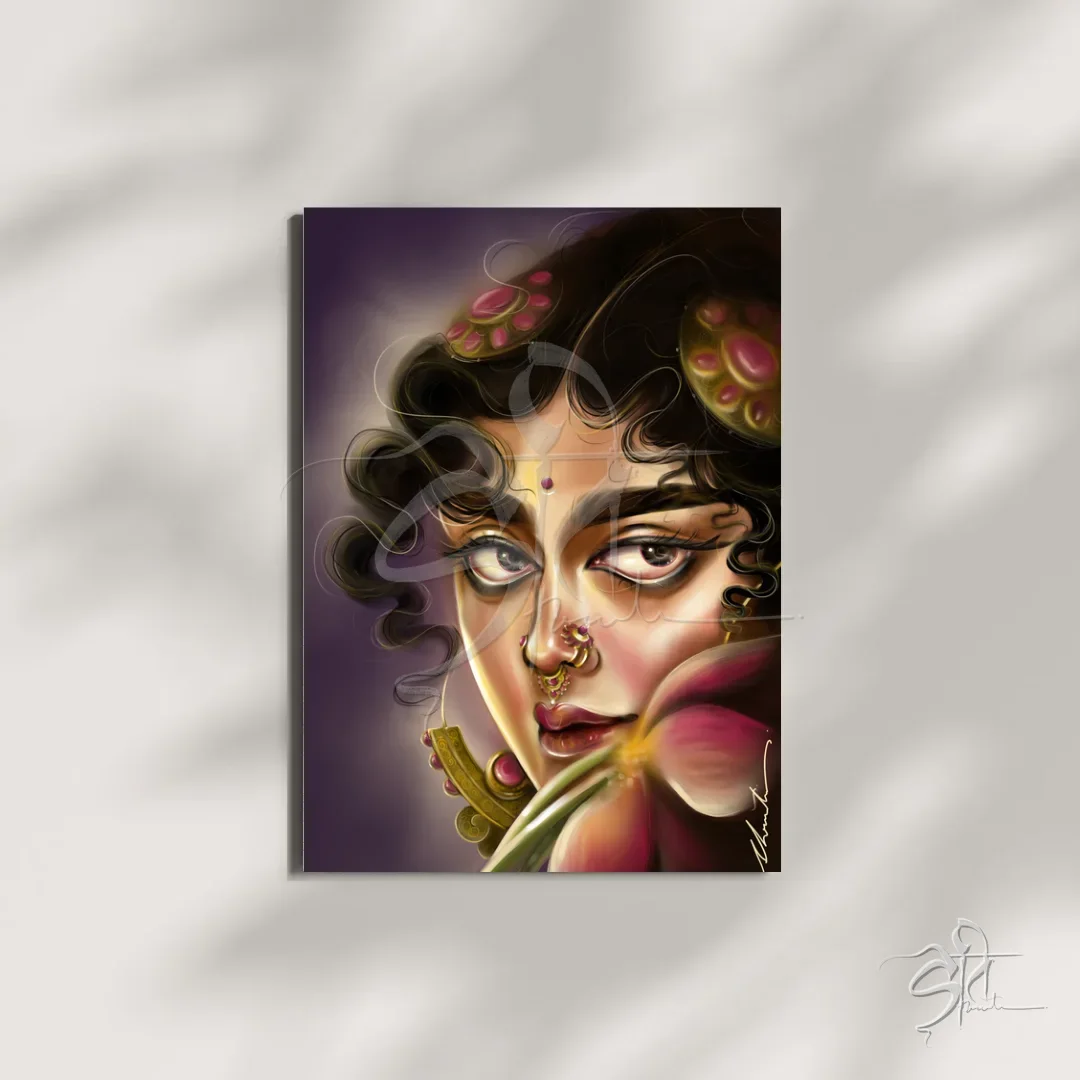Lady with a lotus, Digital print