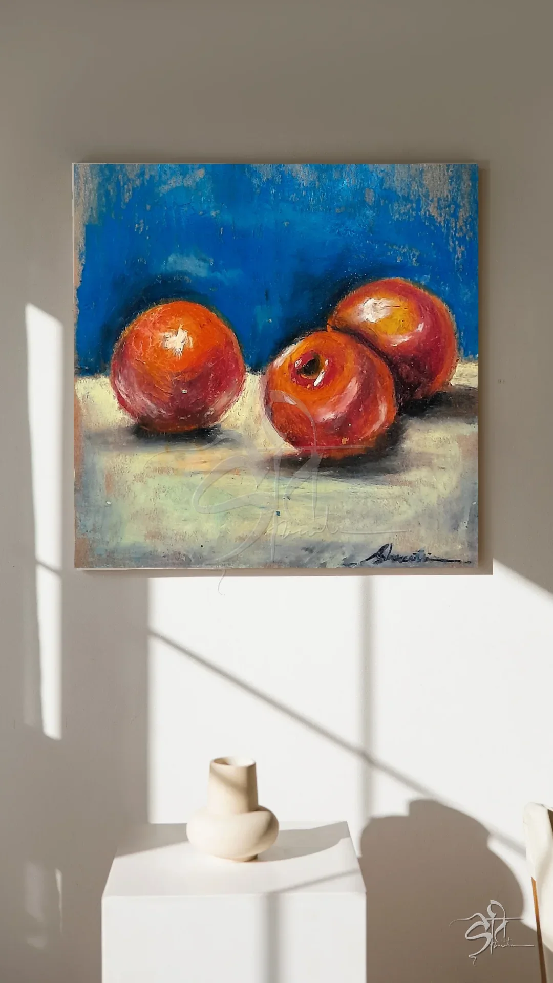 Fruits, Oil pastels on canvas